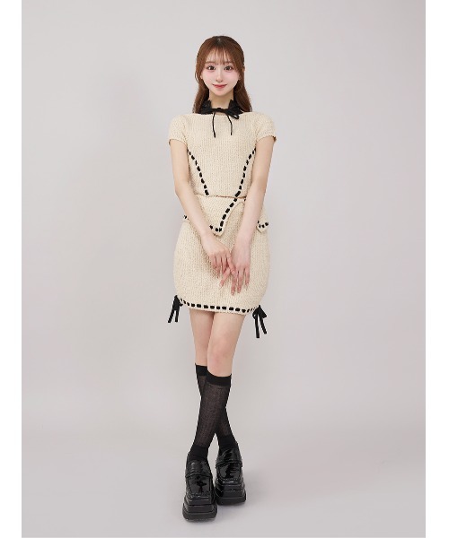 Darich ステッチデザインニットセットアップ （アイボリー） Darich（ダーリッチ） セットアップ ステッチデザインニット