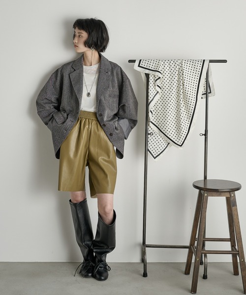 THE Yon ジャケット テーラードジャケット ヘリンボーンタックスリーブ