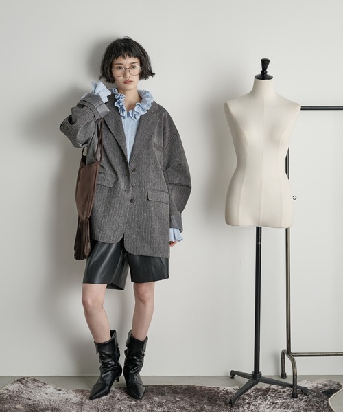 THE Yon ジャケット テーラードジャケット ヘリンボーンタックスリーブ