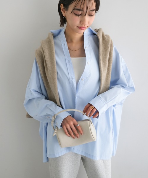 evernavy ブラウス シャツ イージーケアポンチョシャツブラウス