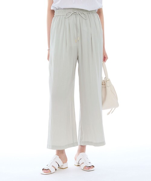 【美品】 INDIVI パンツス ーツM INDIVI パンツ 「SETUP可能/涼しい」コットンワイドパンツ
