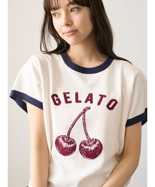 パジャマ ルームウェア エアリーモコモチーフジャガードリンガープルオーバー レディース | gelato pique | 07