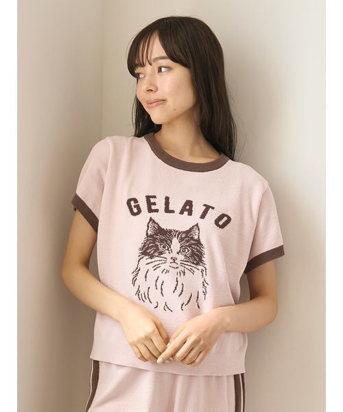 パジャマ ルームウェア エアリーモコモチーフジャガードリンガープルオーバー レディース | gelato pique | 17