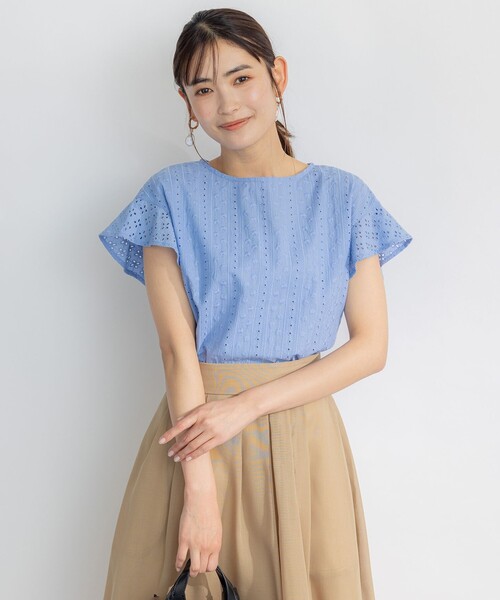 「組曲」 半袖ブラウス 7 ブルー レディース_画像8