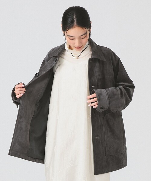 Ray BEAMS コート アウター フェイク スエード ハーフ