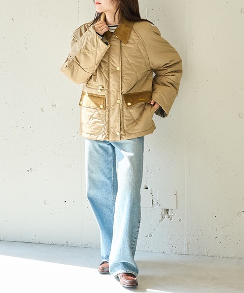 Barbour バブアー コート ショート ミリタリー レディース カーキM美品 Barbour（バブアー） コート アウター Barbour modern quilted jacket
