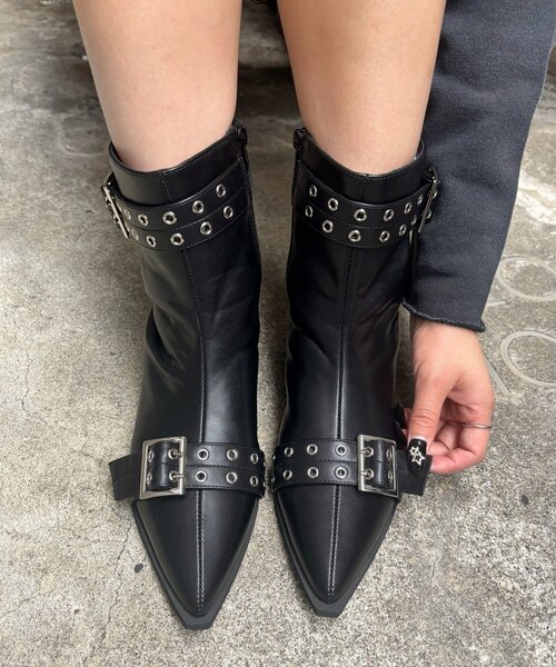 WHO'S WHO gallery ブーツ 「HiNT/ヒント」ダブルベルトショートブーツ