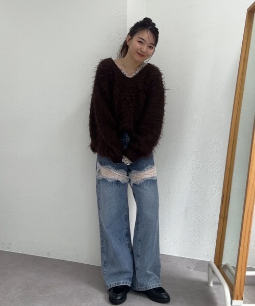ドットレースレイヤードニット♡ レース衿レイヤードニット | JILL by JILL STUART（ジル バイ ジル
