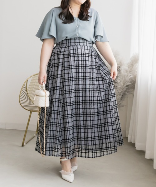 「CLETTE」 半袖ブラウス 3L ブルー レディース_画像2