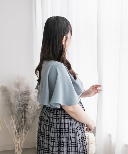 「CLETTE」 半袖ブラウス 3L ブルー レディース_画像4
