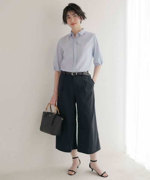 「J.PRESS」 半袖ブラウス 9 ブラウン レディースの画像