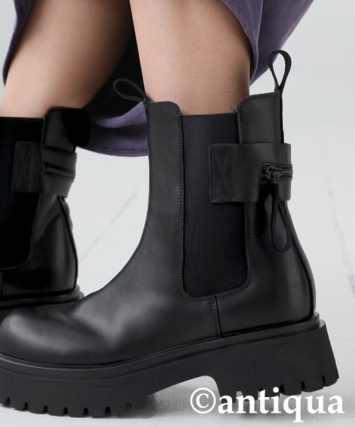 antiqua（アンティカ） ブーツ 本革 サイドゴア ショートブーツ