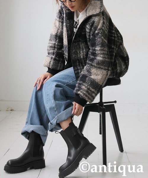 antiqua（アンティカ） ブーツ 本革 サイドゴア ショートブーツ