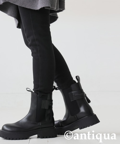 antiqua（アンティカ） ブーツ 本革 サイドゴア ショートブーツ