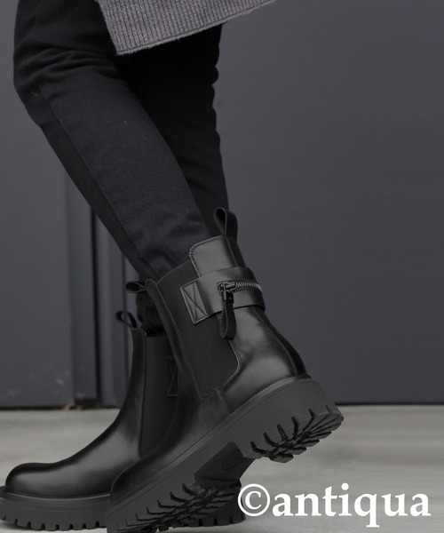 antiqua（アンティカ） ブーツ 本革 サイドゴア ショートブーツ