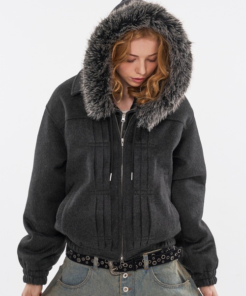 wishforever ファージャケット wishforever ファージャケット ファーが取り外し可能で、スタッズと