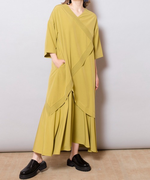 「OSMOSIS」 半袖ワンピース ONE SIZE ブラック レディース_画像2