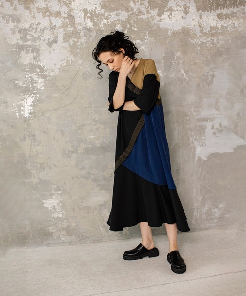 「OSMOSIS」 半袖ワンピース ONE SIZE ブラック レディース_画像5