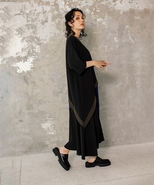 「OSMOSIS」 半袖ワンピース ONE SIZE ブラック レディース_画像8