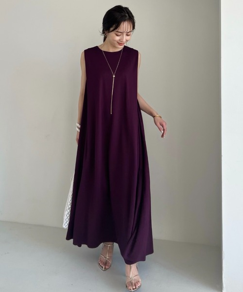 「anuans」 ノースリーブワンピース FREE ブラック レディース_画像6