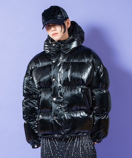 ダウンジャケット ダウン a.p.o.v. シャイニーメタリックポリオーバー