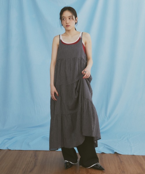 「MERLOT」 キャミソールワンピース FREE ブルー レディース_画像6