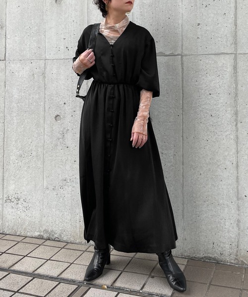 「Ezick」 長袖ワンピース FREE アイボリー レディース_画像3