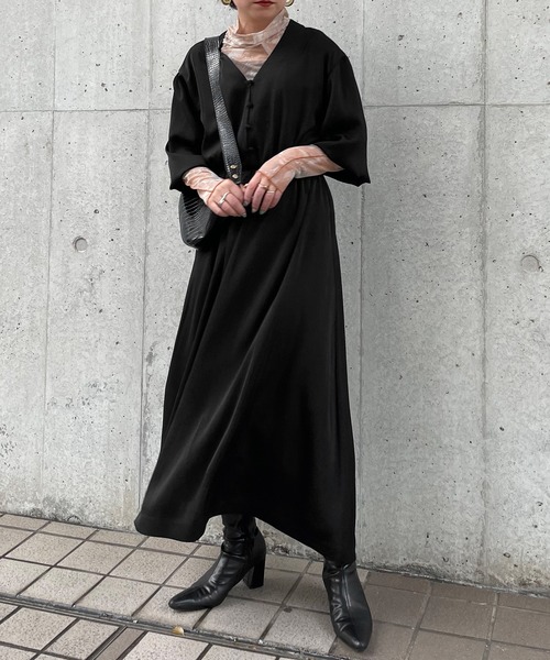 「Ezick」 長袖ワンピース FREE アイボリー レディース_画像7