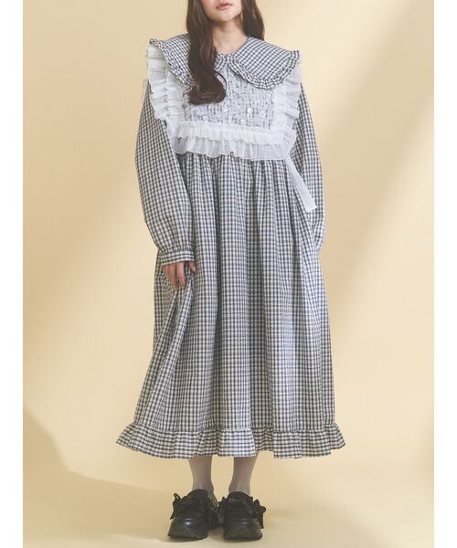merry jenny（メリージェニー） ワンピース チェックフリルカラー