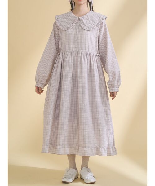 merry jenny（メリージェニー） ワンピース チェックフリルカラー