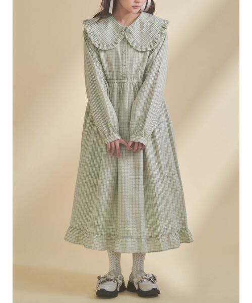 merry jenny（メリージェニー） ワンピース チェックフリルカラー