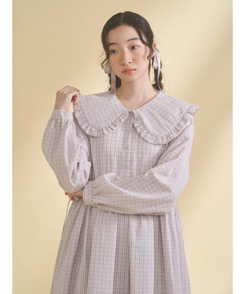 merry jenny（メリージェニー） ワンピース チェックフリルカラー