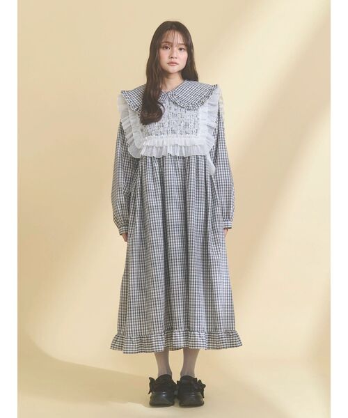 merry jenny（メリージェニー） ワンピース チェックフリルカラー