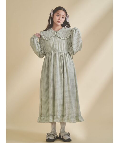 merry jenny（メリージェニー） ワンピース チェックフリルカラー