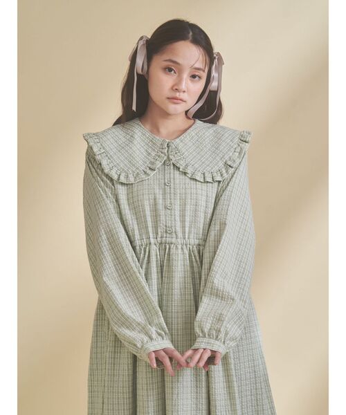 merry jenny（メリージェニー） ワンピース チェックフリルカラー