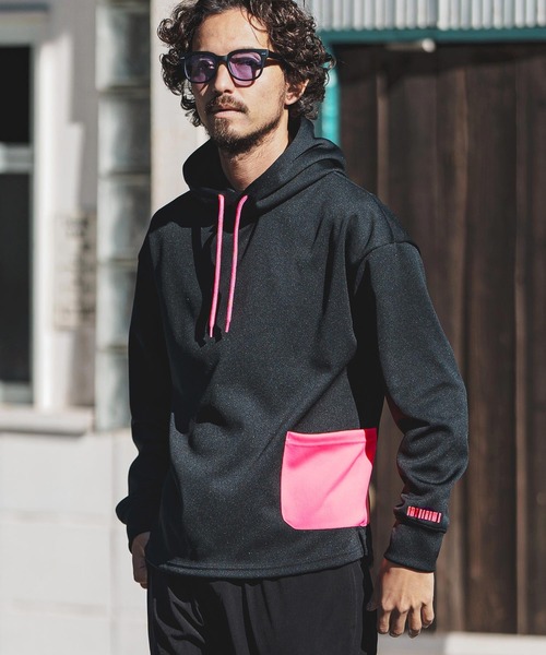 「felkod」 プルオーバーパーカー L ベージュ×ブラック メンズ_画像2