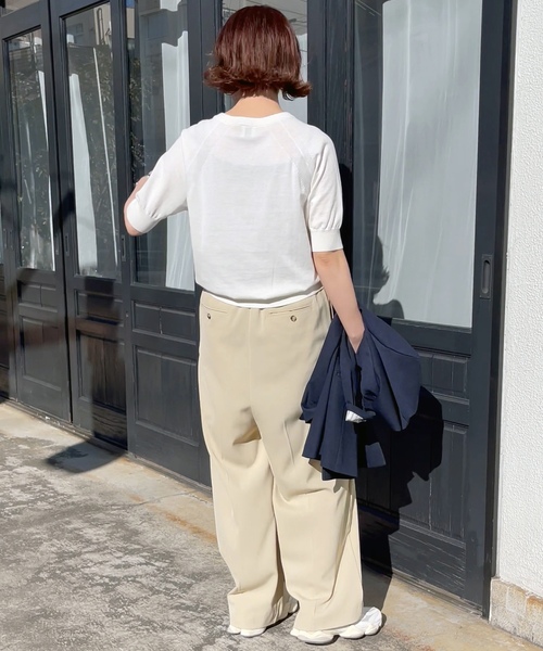 「Spick \u0026 Span」 半袖ニット - ホワイト レディースの画像