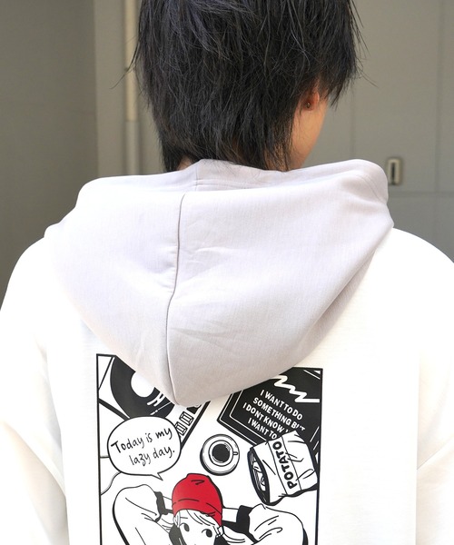 「Red Cap Girl」 プルオーバーパーカー L グレー系その他 メンズ_画像7