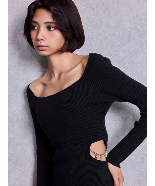 新品！　GYDA ジェイダ　ワンピース レディース人気！！ 冬にも大活躍 GYDA（ジェイダ） ワンピース GYDA chain SIDE OPENロングフレアニット