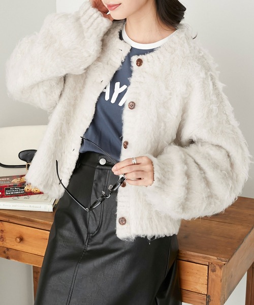 「BONLECILL」 ニットカーディガン FREE グレー レディース_画像2