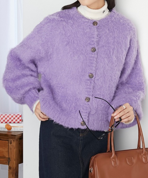 「BONLECILL」 ニットカーディガン FREE グレー レディース_画像3