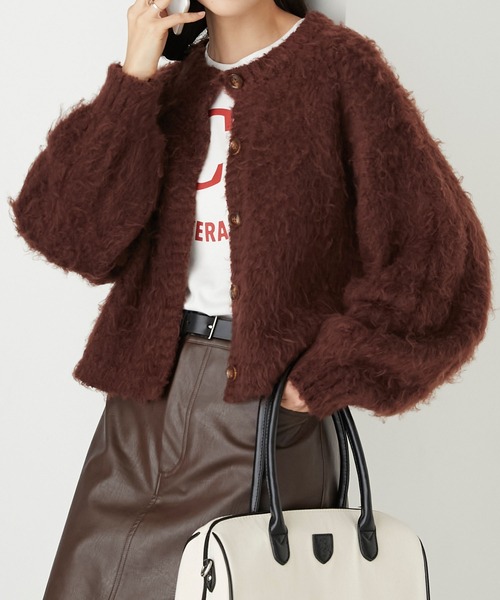 「BONLECILL」 ニットカーディガン FREE グレー レディース_画像4