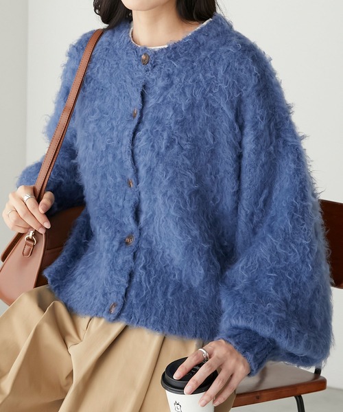 「BONLECILL」 ニットカーディガン FREE グレー レディース_画像6