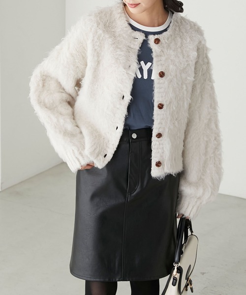 「BONLECILL」 ニットカーディガン FREE グレー レディース_画像8