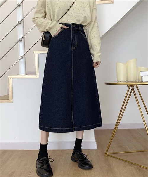 「FREE STYLISTS」 デニムスカート M ネイビー レディース_画像4