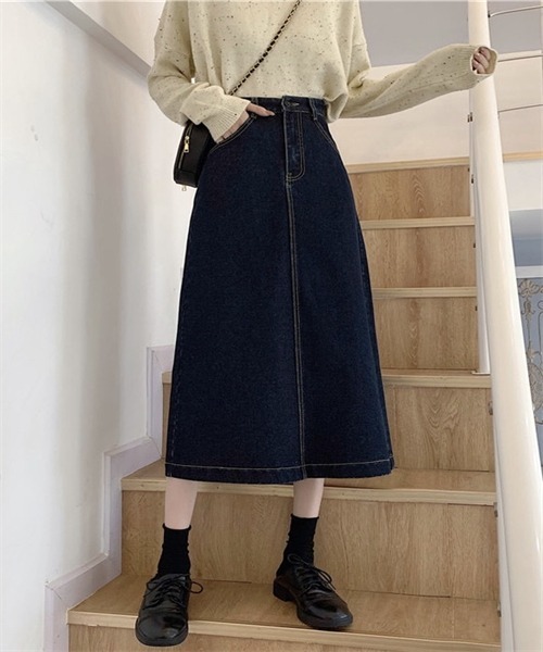 「FREE STYLISTS」 デニムスカート M ネイビー レディース_画像6