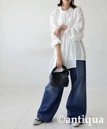 「antiqua」 長袖チュニック P ブラック レディースの画像2