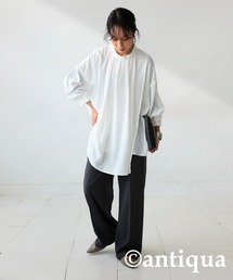 「antiqua」 長袖チュニック P ブラック レディースの画像4