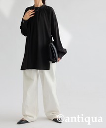 「antiqua」 長袖チュニック P ブラック レディースの画像9