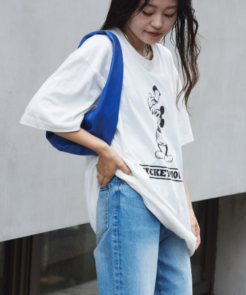 「MICKEY MOUSE」 半袖Tシャツ M グレー レディース_画像4
